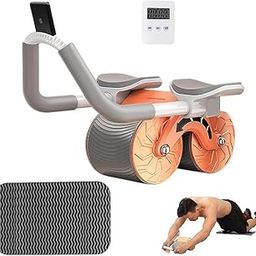 Whixant Ab Roller Wheel, Core Workout Gym Equipment, Abs Double Roller with Timer & Knee Mat, Automatic Rebound Fitness Abdominal Exercise Roller Elbow Support, Perfect for Yoga Gym Home Lawn-5