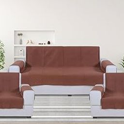 Nendle Luxurious Soft Velvet Quilted Anti-Slip Sofa Cover 5 Seater Fully Covered with Combined Sofa Seat, Back and Arms Protector Covers (Copper, Pack of 3+1+1)-image-78
