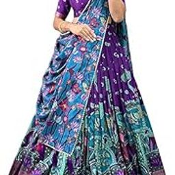 Women's Dot & Ikkat Print With foil work Tussar Silk Lehenga Choli Set-image-11