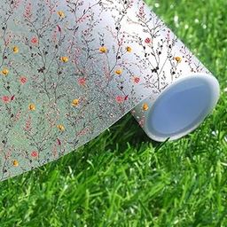 CVANU Floral Branches Print Window Film Privacy Heat Control Self Adhesive Decorative Film Vinyl Sheet for Home/Bathroom/Office/Kitchen Window Multicolor Size (12"x48"inch)_C34-image-38