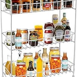 Unify Stainless Steel 3 Tier Kitchen Countertop Spice Container Organizer Rack with Shelf Liner for Kitchen/Cabinet/Pantry/Office (Rectangle), 39L x 19.5B x 50H cm-27