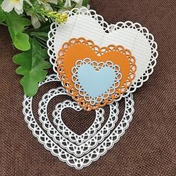 4pcs/Set Lace Heart Shape Metal Die Cuts, Wedding Invitation Card Love Flower Cutting Dies Cut Stencils for DIY Scrapbooking Album Decorative Embossing Paper Dies Card Making-image-14