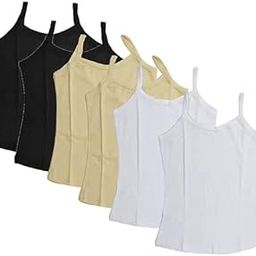 OK INTERPRISES Women's Regular Fit Cotton Camisole Slip Pack of 6 White Black Skin-image-89