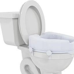 EASYCARE Acrylonitrile Butadiene Styrene Toilet Seat With Extra Wide Opening-Toilet Commode Raiser With Safe Lock" To Height Of Toilet(6 In With 4 Clips),White-image-2