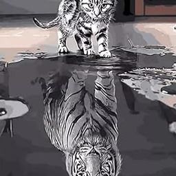 TULIP N TURTLE "Tiger DIY Acrylic Paint by Number Kit for Adults Beginner Canvas Painting by Number Acrylic Painting. Wall Decoration DIY Painting Kit for Adults-image-88