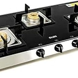 Glen 3 Burner Toughened Glass Top |LPG Gas Stove|Forged Brass Burners|Black|Silver|Manual Ignition|ISI Certified|Revolving Nozzle| 5 Years Warranty On Glass, Valve Burner | 1038 SQ GT FB-image-91
