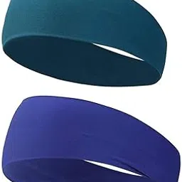 caiuse 2 Pack Running Headbands for Men Sweatbands Sports Sweat Bands Workout Thin Fitness Gym Yoga Headband Men - Athletic Headbands Men Cycling Sweat Band, (Peacock Blue)-picture-20