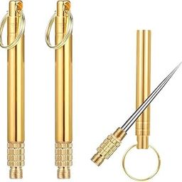 Portable Metal Toothpick Keychain, Gold Brass with Stainless Steel Tip, Multipurpose Food Pick Pack of 1-image-81