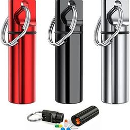 HANNEA® 3PCS Aluminum Keychain Medication Pill Box, Waterproof Mini Metal Pill Holder Medicine Bottle for Outdoor, Travel, Camping-7