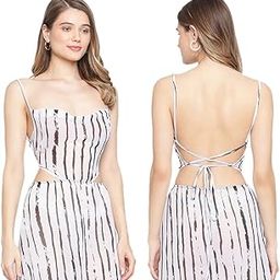 Women's Floral Printed Polyester Backless Cami Dress | Beach Dresses Swimwear | Semi Sheer Beach wear Cover-Up Dress for Women & Girls Teen-picture-26