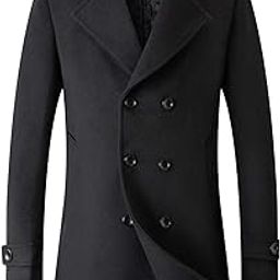 Men's Winter Coat Wool Blend Trench Overcoat Casual Double Breasted Long Pea Topcoat-image-38