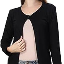 Solid Enhanced Viscose Waist Length Full Sleeve Women's Shrug-20