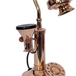 Vintage Brass Rotary Candlestick Telephone – Antique Copper Finish, Functional Landline Phone & Decorative Showpiece for Retro Home & Office Décor-image-7