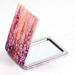 KHUMARI 2 in 1 Pocket Makeup Mirror for Travel, 1X/2X Double Sided Magnifying Compact Handbag Cosmetic Mirror, Handheld Foldable Portable Mirror for Women (Rectangular)-image-91