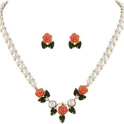 Natural Fresh Water Pearl Necklace Chain With Flower Pendant Set pfrom for Women-image-8