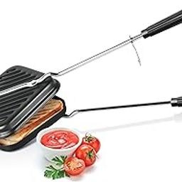 MILTON Pro cook Non-Stick Aluminium Sandwich Gas Griller, 14 cm, Sandwich Maker, Sandwich Toaster, Heat-Resistant Bakelite Handle, Gas Compatible, PFOA Free, Black-12