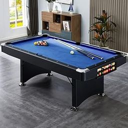 RUP 8ft 3 in 1 Folding Pool/Billards, Table Tennis Multi Game Table (All Set of accesories Included) (Black & Blue)-picture-1