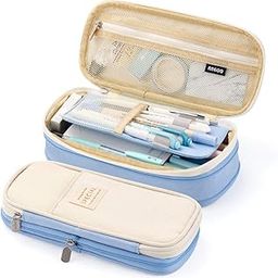 EASTHILL Big Capacity Pencil Pen Case Office College School Large Storage High Capacity Bag Pouch Holder Box Organizer Light Blue (Cotton Blue)-31