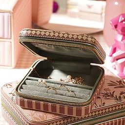 PURE HOME + LIVING Pink Floral Printed Faux Leather Travel Jewellery Box with Zipper Lock With Dividers Container For Ring, Earrings, Necklace Jewelry Organizer For Women Travel & Party (Pack Of 1)-picture-20