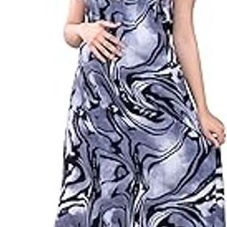 Rayon Abstarct Maternity | Feeding Short Dress | Pre & Post Pregnancy Floral Printed Maxi | Nighty for Pregnant Woman | Nursing Maxis for Breastfeeding for Mothers with Pockets-image-10