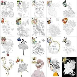 HASTHIP® 20Pcs Paper Quilling Art Patterns A4 Assorted Hard Paper Patterns Templates Quilling Making Design Drawing Papers DIY Quilling Supplies for Adults & Kids DIY Quilling Art Paper-0