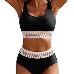 Women's Bikini Sets High Waisted Two Piece Sporty Swimsuits High Cut Tummy Control Bathing Suits-image-58