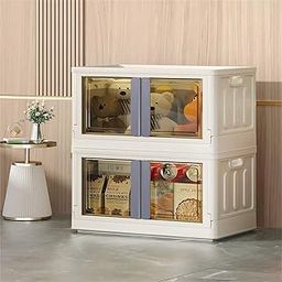 Haveu 2 Units Double Door Plastic Cupboard For Storage, Plastic Wardrobe For Storage Organizer, Folding Storage Cabinet, Organisers Storage Box, Almirah Portable Cabinets For Storage - White-picture-6