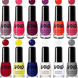 Volo Best Affordable Gloss Nail Polish Combo 12 Pcs Full Year Collection(Nude, Pink, Wine, Plum, Coral, Pink, Red, Yellow, Blue, White, Top Coat, Grey) 60 ML-image-88