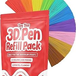 Toy Tree Tropical 300 Piece 3D Pen Refill Pack | Compatible with The 3Doodler Start+ Only | 10 Tropical Colors of Safe Low Temperature PCL Filament 2.5mm Thick | Not Compatible with Other 3D Pens-image-22