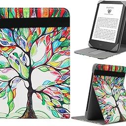 Universal Case For 6-Inch Tablets Kobo Clara HD/Kobo Clara 2E/Kobo Nia/Pocketbook Basic 4/Touch Lux 5 Leather Stand Cover Compatible 6'' Pocketbook/Tolino E-Book Reader, Tree-51