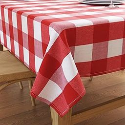 Encasa XO Cotton Rectangular Table Cloth for 4 to 6 Seater | (140x180 cm) | Buffalo Red Checks | Dining Tablecloth for Decoration-2
