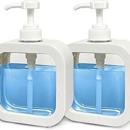 Hand Soap Dispenser for Bathroom and Kitchen Sink, Modern Plastic Dish Soap Dispenser for Kitchen, 2 Pack Plastic Liquid Soap Container with Pump, (2 Packs,230ml (White)-image-95
