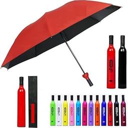 Wine Bottle Umbrella Windproof Double Layer Umbrella with Bottle Cover for UV Protection & Rain, For Men, Women, and Kids-0