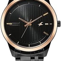 Men Stunners Quartz Analog Black Dial Metal Strap Watch for Guys-3308KM01/NT3308KM01-picture-54