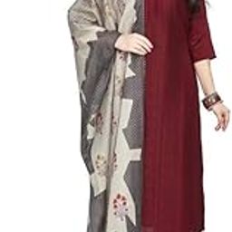 Women's Fancy Salwar Suit Set with Dupatta, 3/4 Sleeves, Stand Collar Neck, Stylish Kurti with Hand Embroidery, Solid Pant, Printed Dupatta for Girls and Woman-image-16