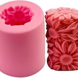 Skytail 1pc Sunflower Silicone Mold for Candle Mold, 3D Candle Pillar Flower Soap Mould Cake Fondant Chocolate Mold Epoxy Casting Resin Mould for Craft Handmade Gift Cupcake Jelly Jello Pudding Mould-image-6