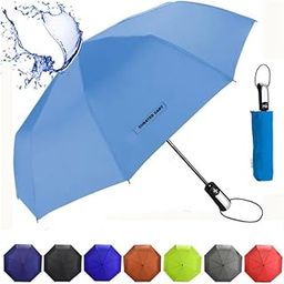 Big Size Auto Open Close 3-Fold Umbrella for Men/Women - Mini Travel Pocket Foldable Compact Rain Umbrella with UV Protection, Windproof 10 Ribs, Ergonomic Handle & Case-19