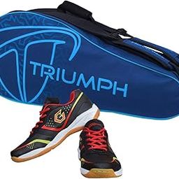 Gowin Badminton Shoe Smash Black Size-2 with Triumph Badminton Bag 303 Navy/Sky-image-33