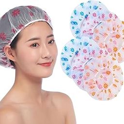 RIKHEEYA Adult Shower Caps, Printed Reusable Bath Hat Waterproof, 6 Piece Pack, Hair Cover Elastic Bathing Cap for Women Bathroom use in Home, Hotel, Spa, Hair Salon & Workshop-image-34