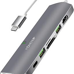 Powerup Stay Charged Multi-Functional USB HUB for C -Type Devices - 02 (7 in 1 USB HUB Cable for MacBook Pro/Air, iPad Pro, Surface, Chromebooks,MacBook Pro 2016/2017/2018 13’’ 15-45
