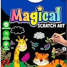 Skillmatics Scratch Art Book for Kids - Animals, Craft Kits & Supplies, 30+ Scratch Stickers, Travel Toys, DIY Kit, Gifts for Boys & Girls Ages 3, 4, 5, 6, 7, 8-23
