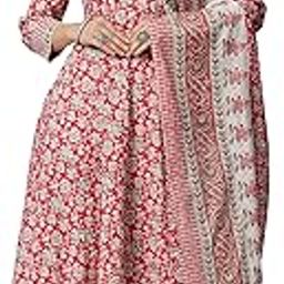 Women's Cotton Ethnic Wear Printed Anarkali Kurta Set with Palazzo Pant & Dupatta.-image-56