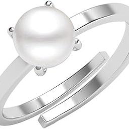 Pure 925 Sterling Silver Fiora Real Pearl Size Adjustable Finger Ring | Gift for Women and Girls | Platinum Plated-image-77