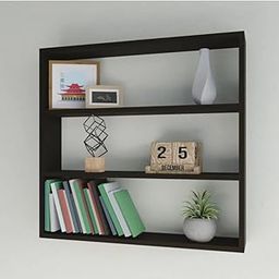Book Shelf | 3 Tier | Wall Mounted Kitchen Storage Rack | Durable & Long Lasting Engineered Wood Wall Mounted Shelf | Wooden Wall Shelf | (Black)-picture-20