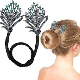 SRHV hair bun maker clip Elegant Hair Bun Maker Clip with Peacock Design – Decorative Hair Accessory for Women & Girls (Hair Bun Maker for Womens & Girls blue)-image-84