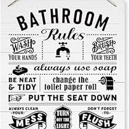 Rustic Bathroom Rules Sign - Hanging Wooden Plaque for Washroom, Toilet, and Door - Decorative Home Decor Art-image-80