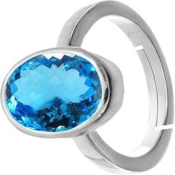 Certified 9.00 Ratti 8.50 Carat Special Quality Blue Topaz Free Size Adjustable Ring Silver Plated Gemstone by Lab Certified(Top AAA+) Quality for Man or Women-picture-28