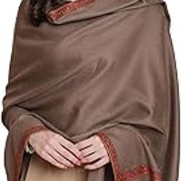 Womens Womens, Woollen, Ethnic Motif Kashmiri Haashia Hand Embroidery, Taupe-image-1