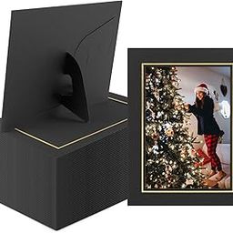 Golden State Art, Pack Of 50, 5X7 Paper Picture Frames With Easel, Photo Frame Cards, Diy Cardboard (Black Gold Lining)-image-70
