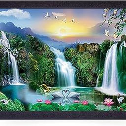 Masstone Waterfall Painting With Frame Vastu | Natural Paintings for Living Room 35X28 CM | Wall Scenery for Bedroom, Office, Home Decoration Items | Waterfall Lake Painting-image-15